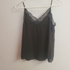 Zara Black Lace Trim Cami Blouse Top